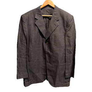 Balmain Paris Gray 100% Linen Three Button Men's Blazer Jacket Size‎ 52/54 (XL)